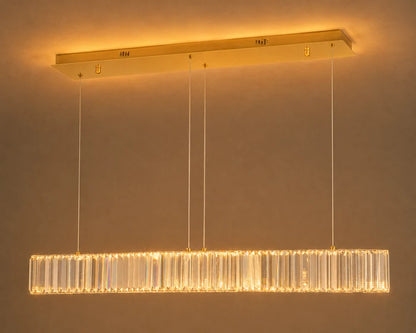 Linear Crystal LED Pendant Light LED 40W Tri-Colour Gold — WH 2607-GO-TC