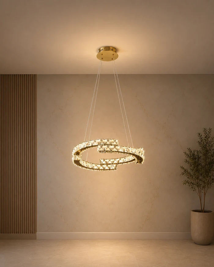 Modern Crystal Ring LED 22W Tri-Colour Gold — WH 2610-01-GO-TC