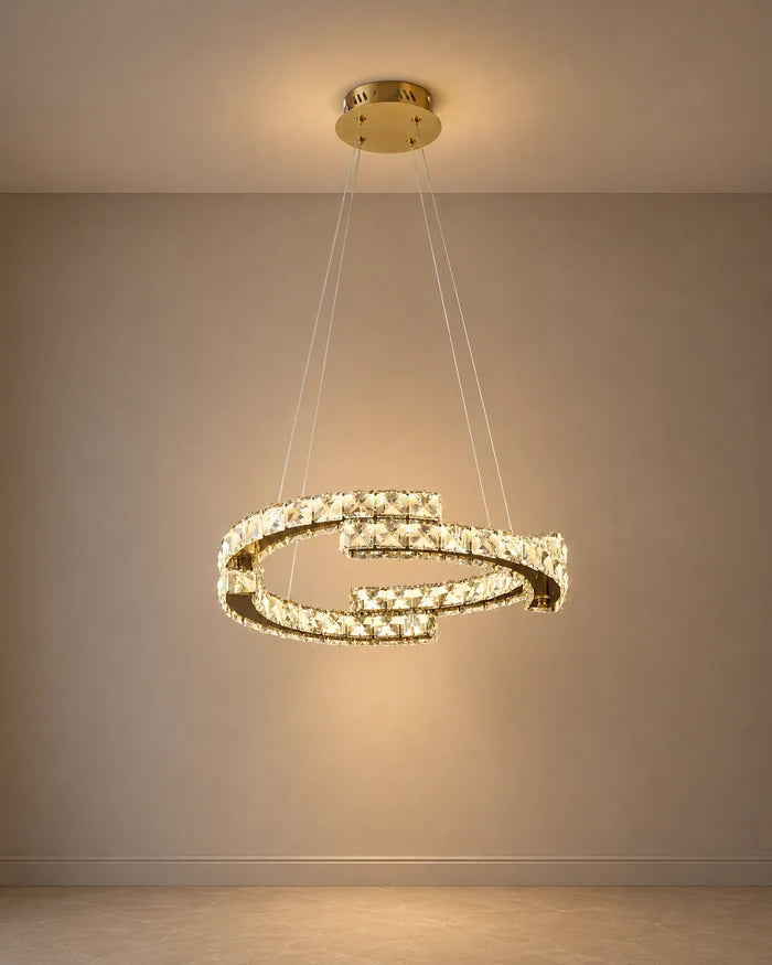 Luxury Crystal Spiral LED 18W Tri-Colour Gold — WH 2610-02-GO-TC