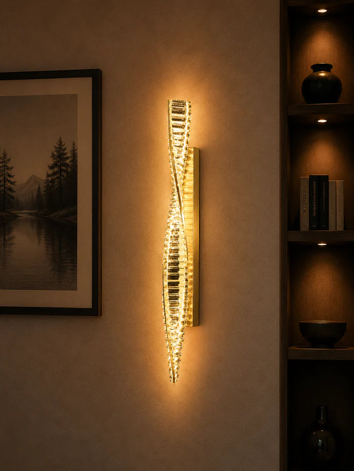 Twisted Crystal LED Wall Light Tri-Colour Gold — WH 2616-02-GO-TC