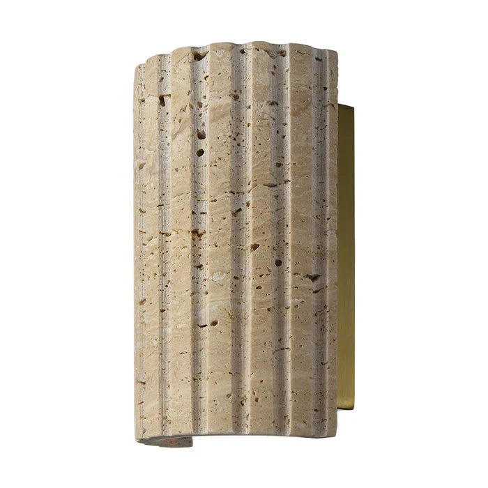 Textured Natural Wood & Travertine LED Wall Light — WH 2633-YL-TC