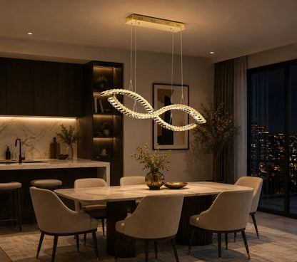 Infinity Crystal LED Pendant Light 18W Tri-Colour Gold — WH 2609-GO-TC